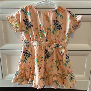Janie and Jack Floral Peach Dress with Ruffle Hem